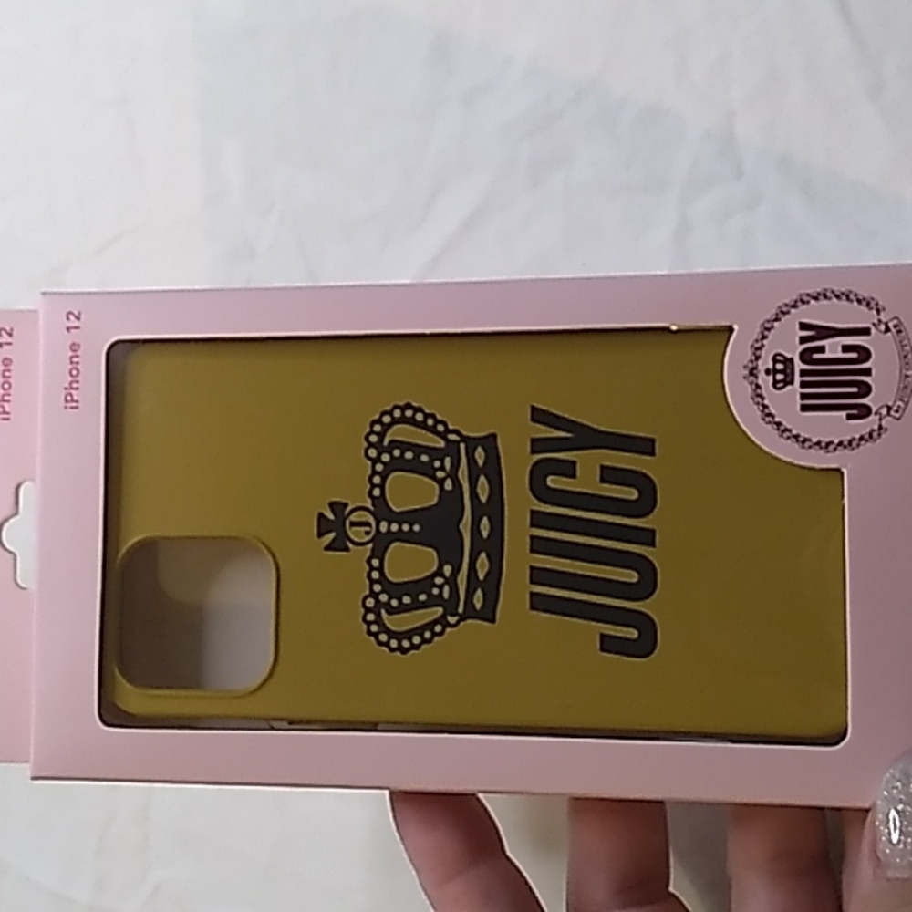 Juicy Couture iPhone 12 case Yellow w Crown in Silicone, Lightweight